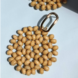 Natural Wood Bead Disc Earrings