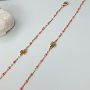 Coral Cactus Bead Bracelet