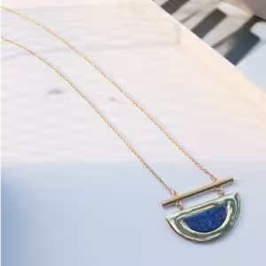 Blue Half Moon Stone Necklace
