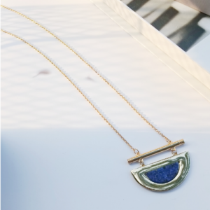 Blue Half Moon Stone Necklace