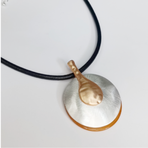 Mixed Metal Disc Pendant Necklace