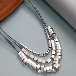 Silver Layered Tube Necklace