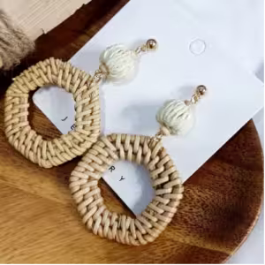 Natural Rattan Hoop Earrings