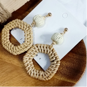 Natural Rattan Hoop Earrings