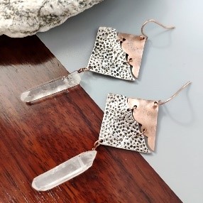 Rose Gold Crystal Spike Earrings