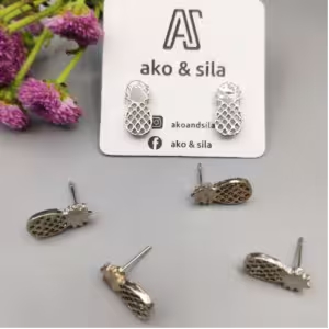 Silver Pineapple Stud Earrings