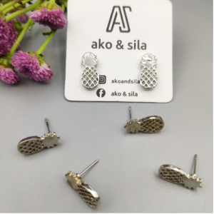 Silver Pineapple Stud Earrings