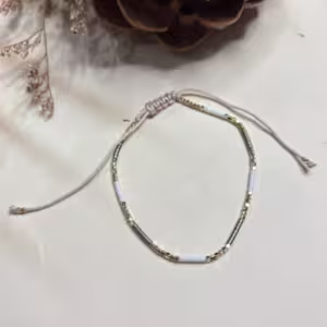 Dark Green White Acrylic Beaded Bracelet