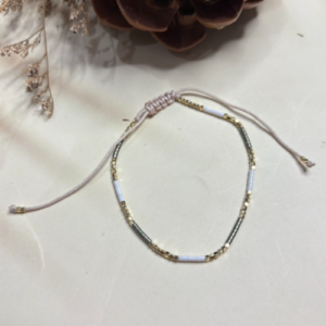 Dark Green White Acrylic Beaded Bracelet
