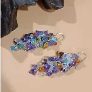 Pastel Multicolor Chip Cluster Earrings