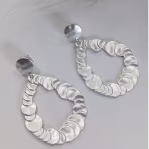 Silver Scalloped Teardrop Earrings