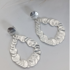Silver Scalloped Teardrop Earrings