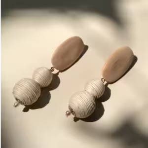 Natural Bead Wood Earrings