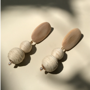 Natural Bead Wood Earrings
