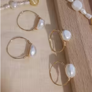Gold Pearl Solitaire Ring