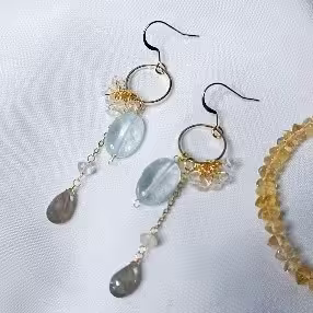 Blue Crystal Hoop Earrings