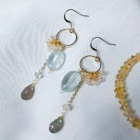 Blue Crystal Hoop Earrings