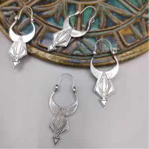 Silver Leaf Charm Hoop Earrings