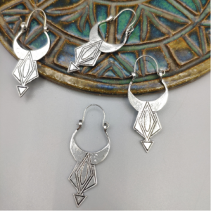 Silver Leaf Charm Hoop Earrings
