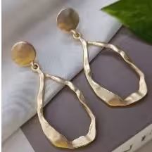 Gold Organic Frame Earrings