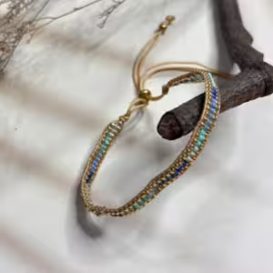 Pink Blue Acrylic Beaded Bracelet