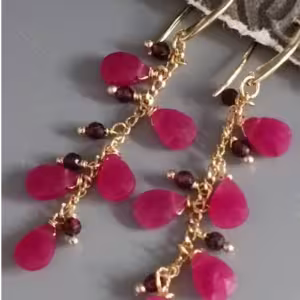 Fuchsia Stone Cluster Earrings
