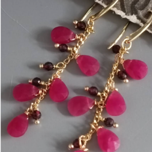 Fuchsia Stone Cluster Earrings