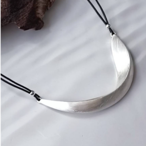 Silver Crescent Collar Necklace