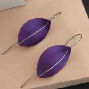 Purple Oval Leaf Earrings