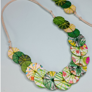 Green Floral Disc Necklace