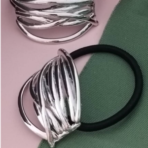 Silver Oval Cage Hair Tie