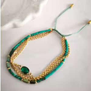 Green Double Strand Beaded Bracelet