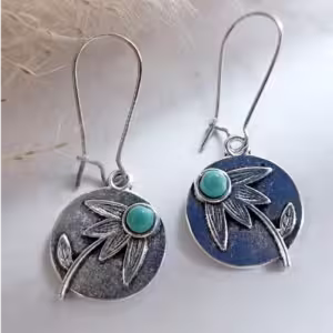 Silver Blue Leaf Earrings