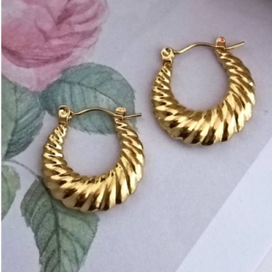 Gold Rope Twist Hoop Earrings