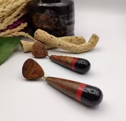 Brown Tapered Wood Earrings