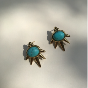 Aqua Sunburst Stud Earrings