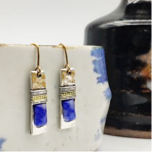 Blue Stone Column Earrings