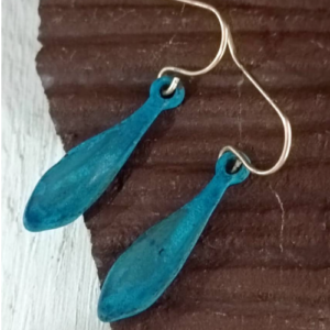 Turquoise Teardrop Hammered Earrings