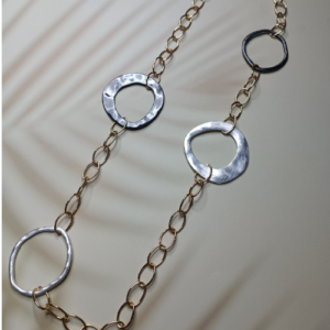 Mixed Metal Circle Link Necklace