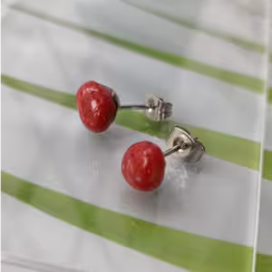 Red Round Stud Earrings