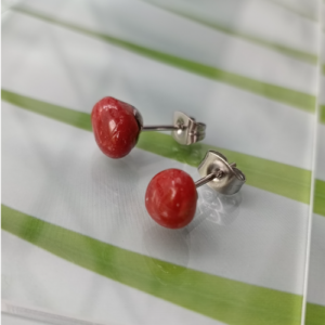 Red Round Stud Earrings