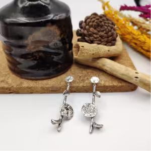 Silver Coin Charm Earrings