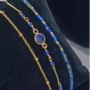 Blue Beaded Chain Bracelet