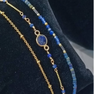 Blue Beaded Chain Bracelet