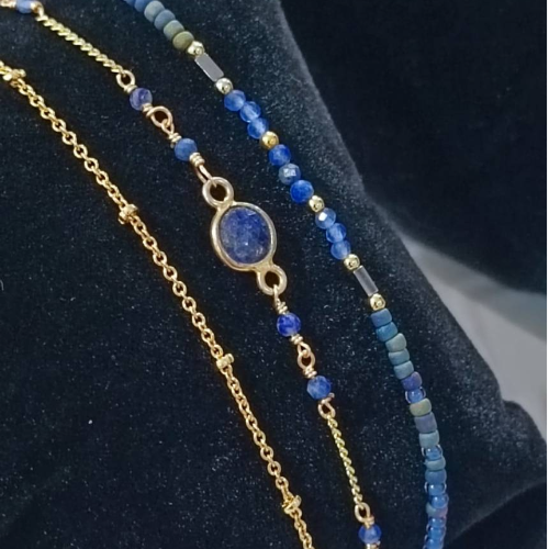 Blue Beaded Chain Bracelet