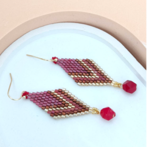 Raspberry Pink Diamond Stone Earrings