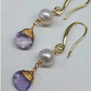 Lilac Pearl Drop Earrings