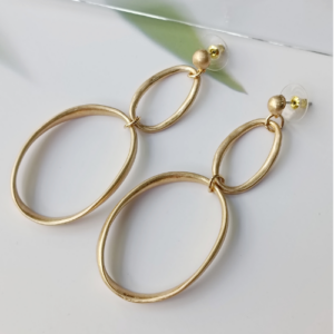 Gold Double Oval Hoop Earrings