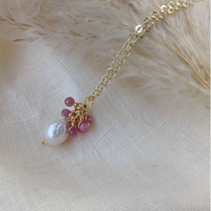 Rose Quartz Pearl Cluster Necklace