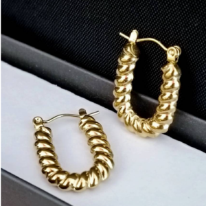 Gold Chunky Braided Hoops